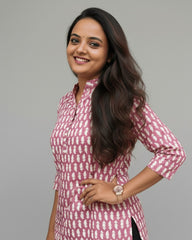 Sakti Pink Cotton Short Top Kurti