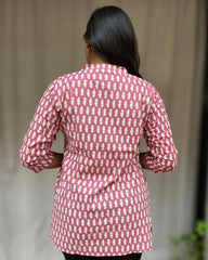 Sakti Pink Cotton Short Top Kurti