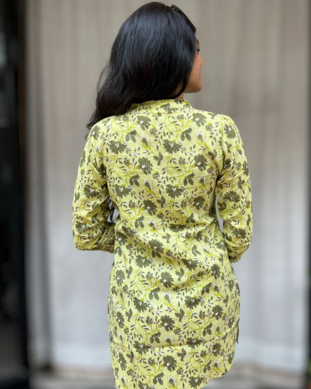 green cotton short top kurti    