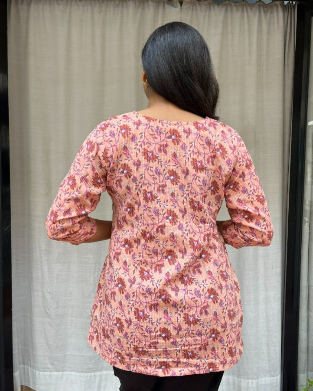 pink cotton short top kurti    