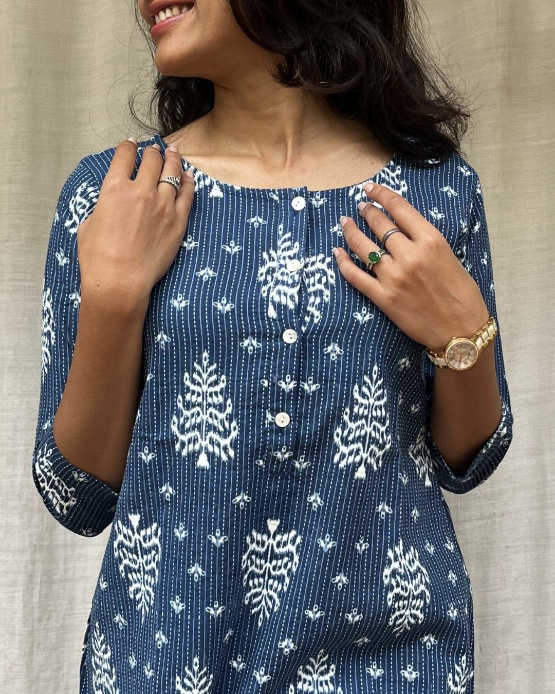 blue cotton short top kurti    