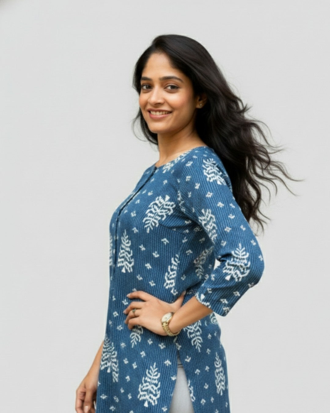 blue cotton short top kurti    