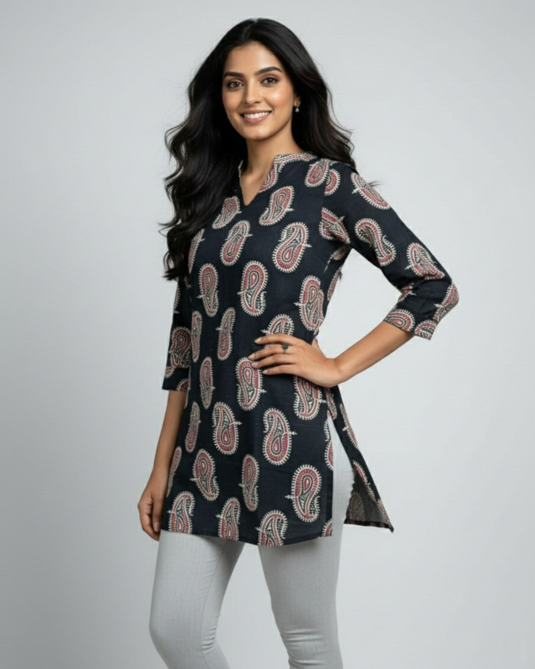 black cotton short top kurti    