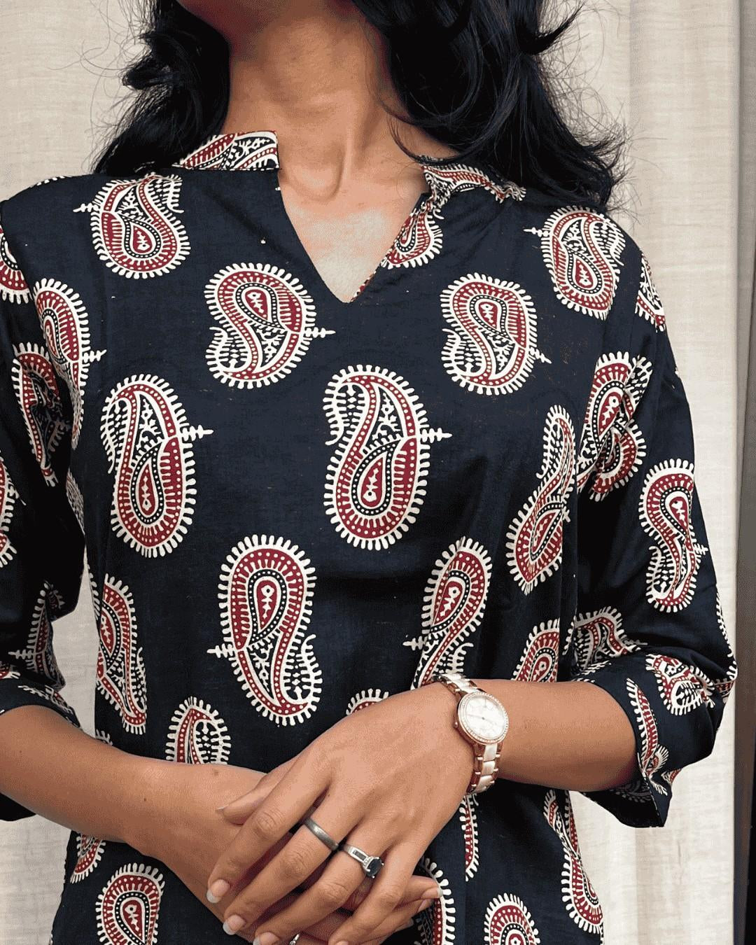 black cotton short top kurti    