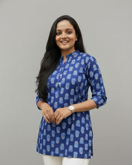 Sakti Blue Cotton Short Top Kurti