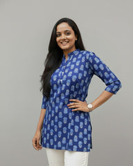 Sakti Blue Cotton Short Top Kurti