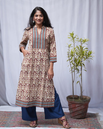 bagru cotton straight kurta     