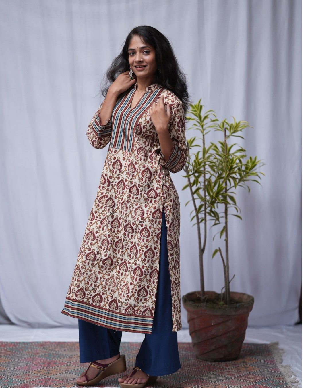 bagru cotton straight kurta     