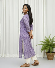 Jyothi Purple Cotton Straight Kurta
