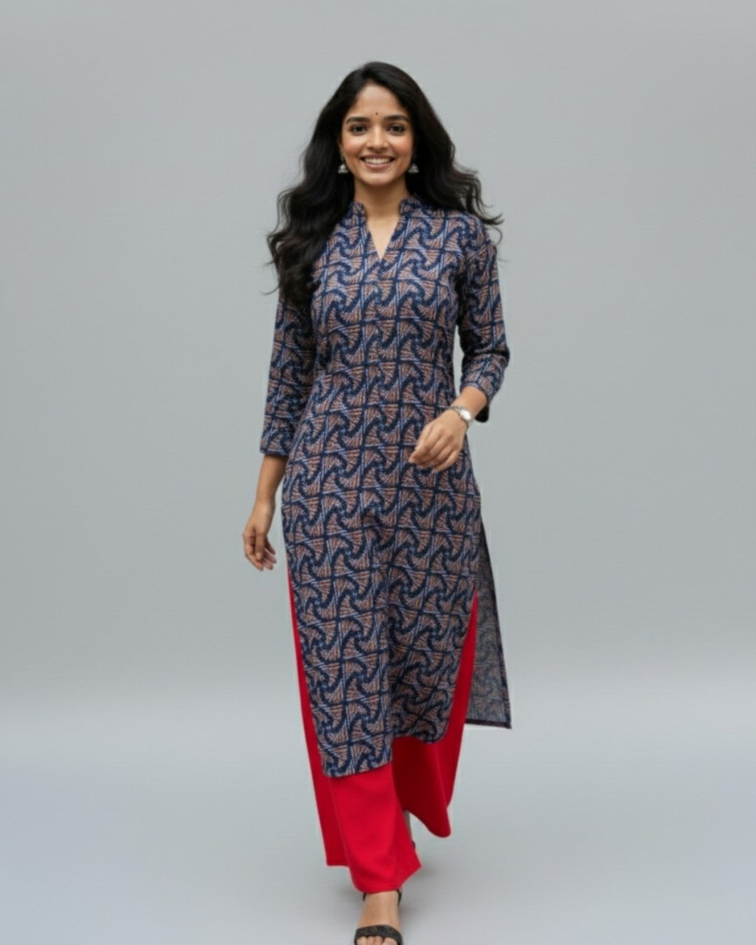 blue cotton straight kurta     