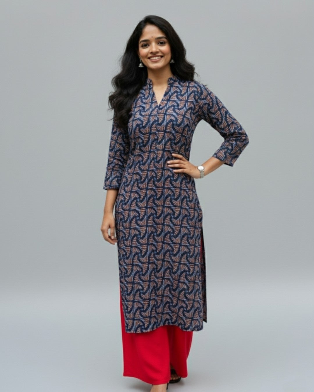 blue cotton straight kurta     
