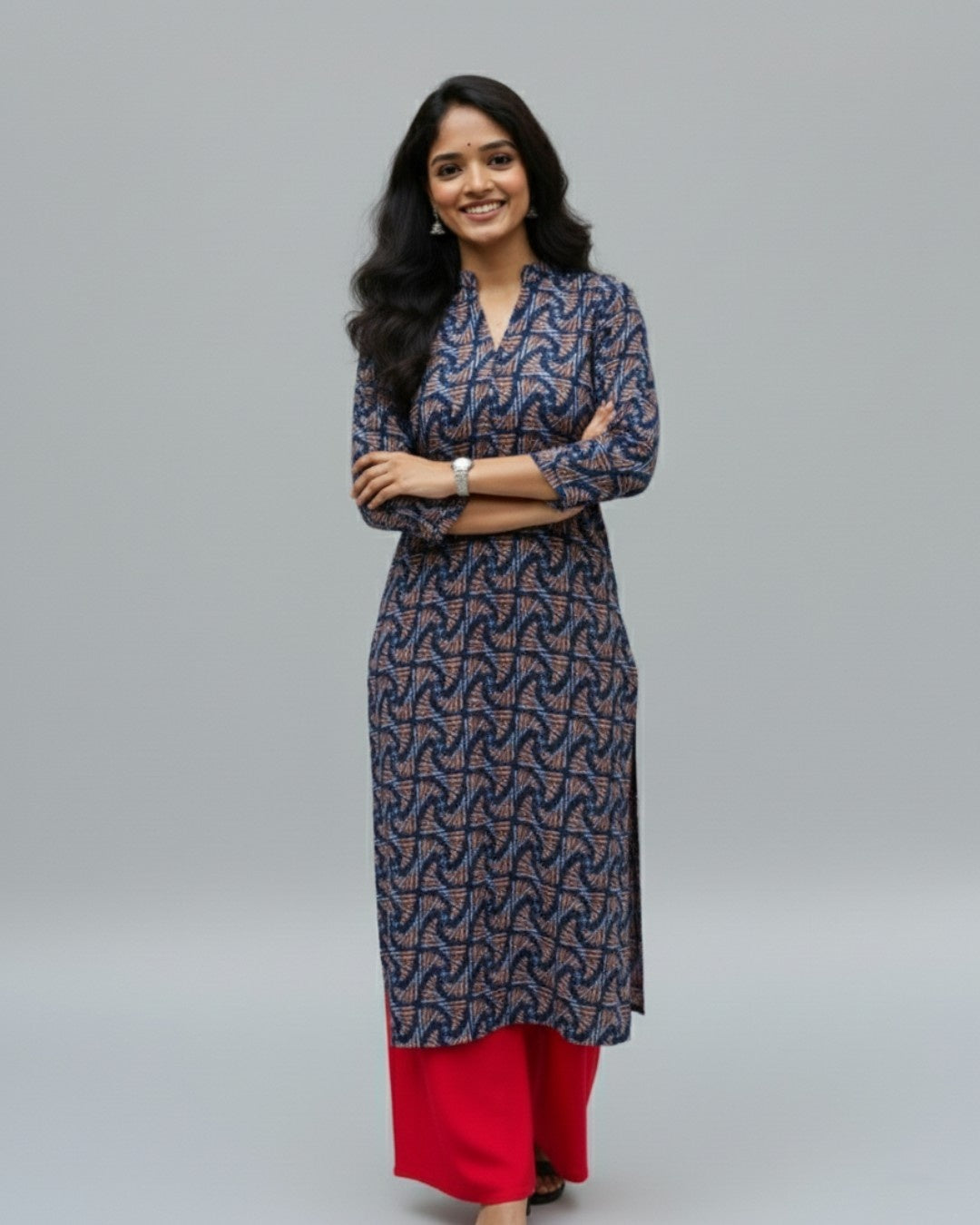 blue cotton straight kurta     