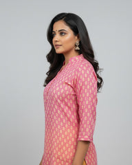 Rutvi Pink Cotton Straight Kurta