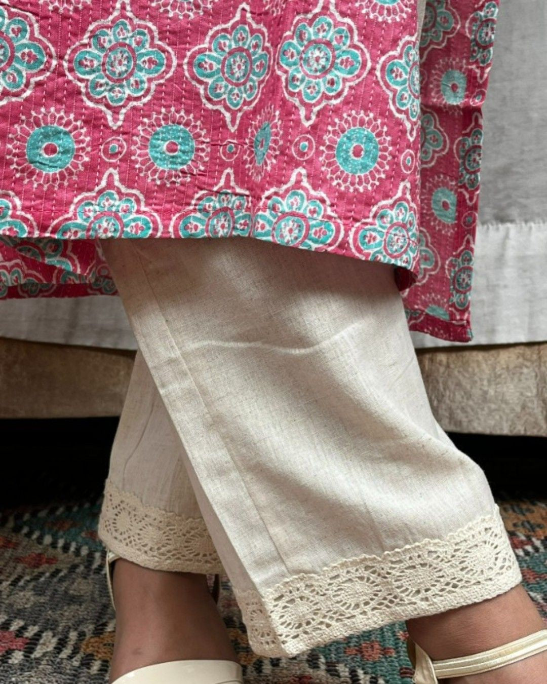 pink cotton straight kurta     