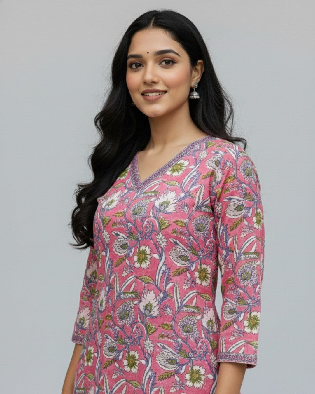 pink cotton straight kurta     