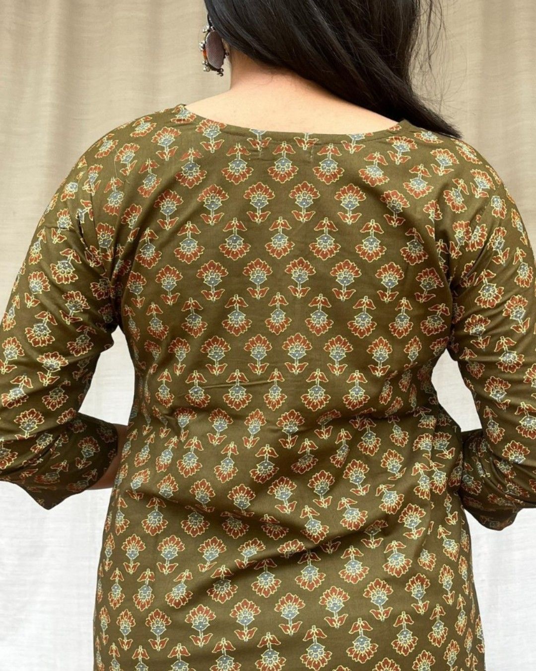 green cotton straight kurta     