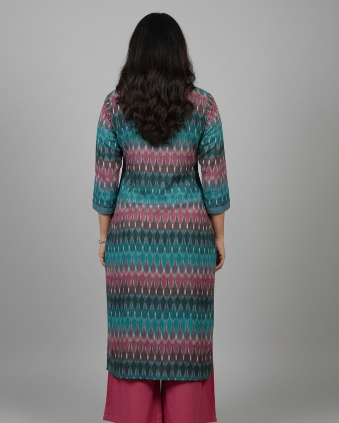 blue ikkat cotton straight kurta    