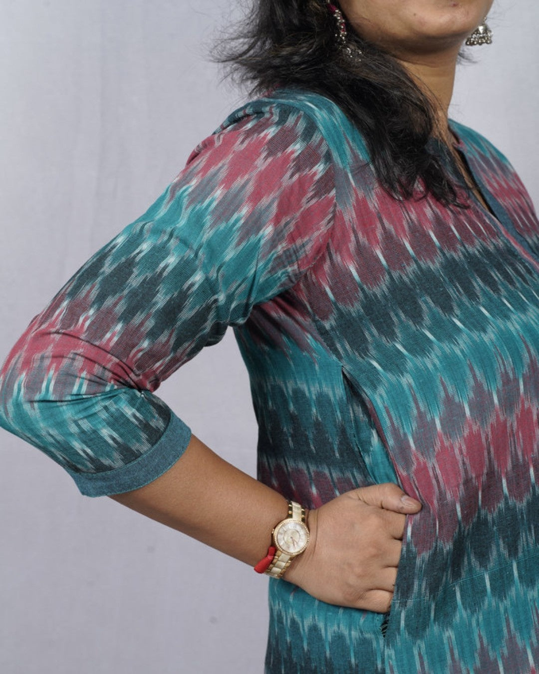 blue ikkat cotton straight kurta    