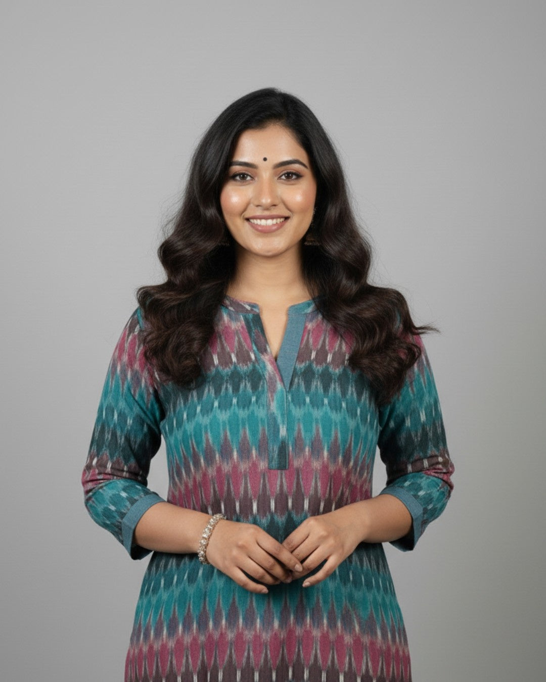 blue ikkat cotton straight kurta    