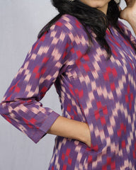 purple ikkat cotton straight kurta    