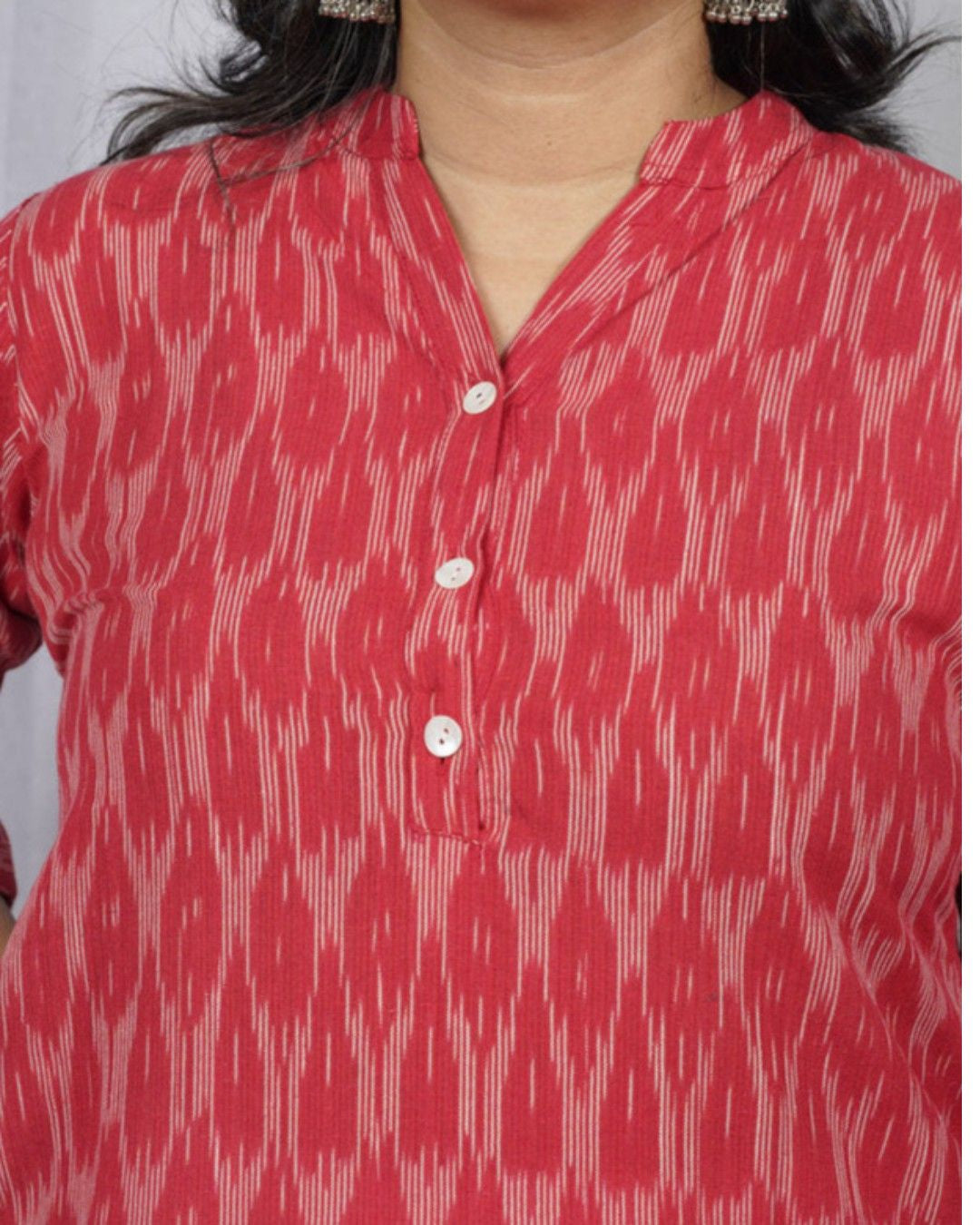 red ikkat cotton straight kurta    