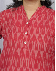 Samira Red Ikkat Cotton Straight Kurta