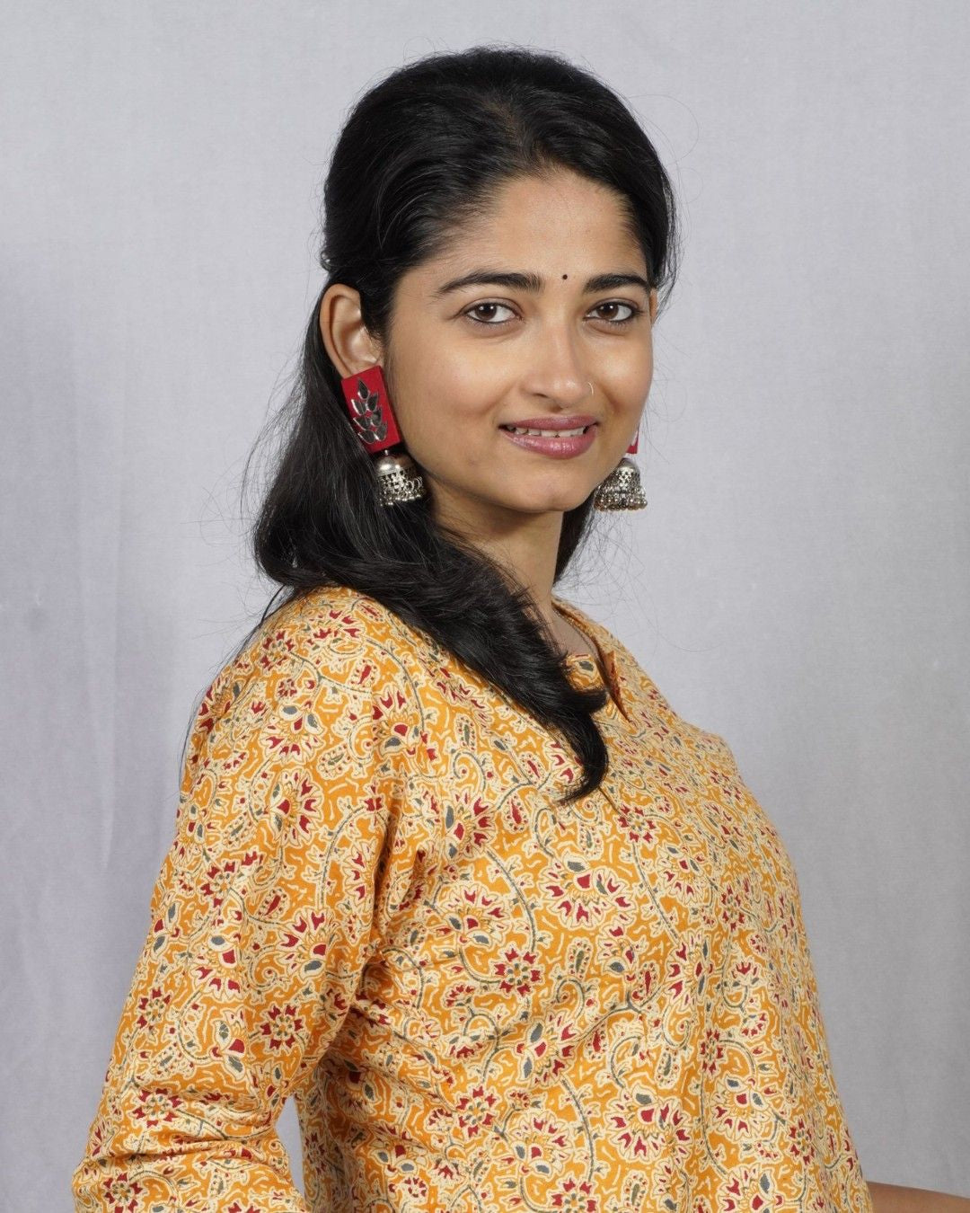 yellow cotton kali kurta     