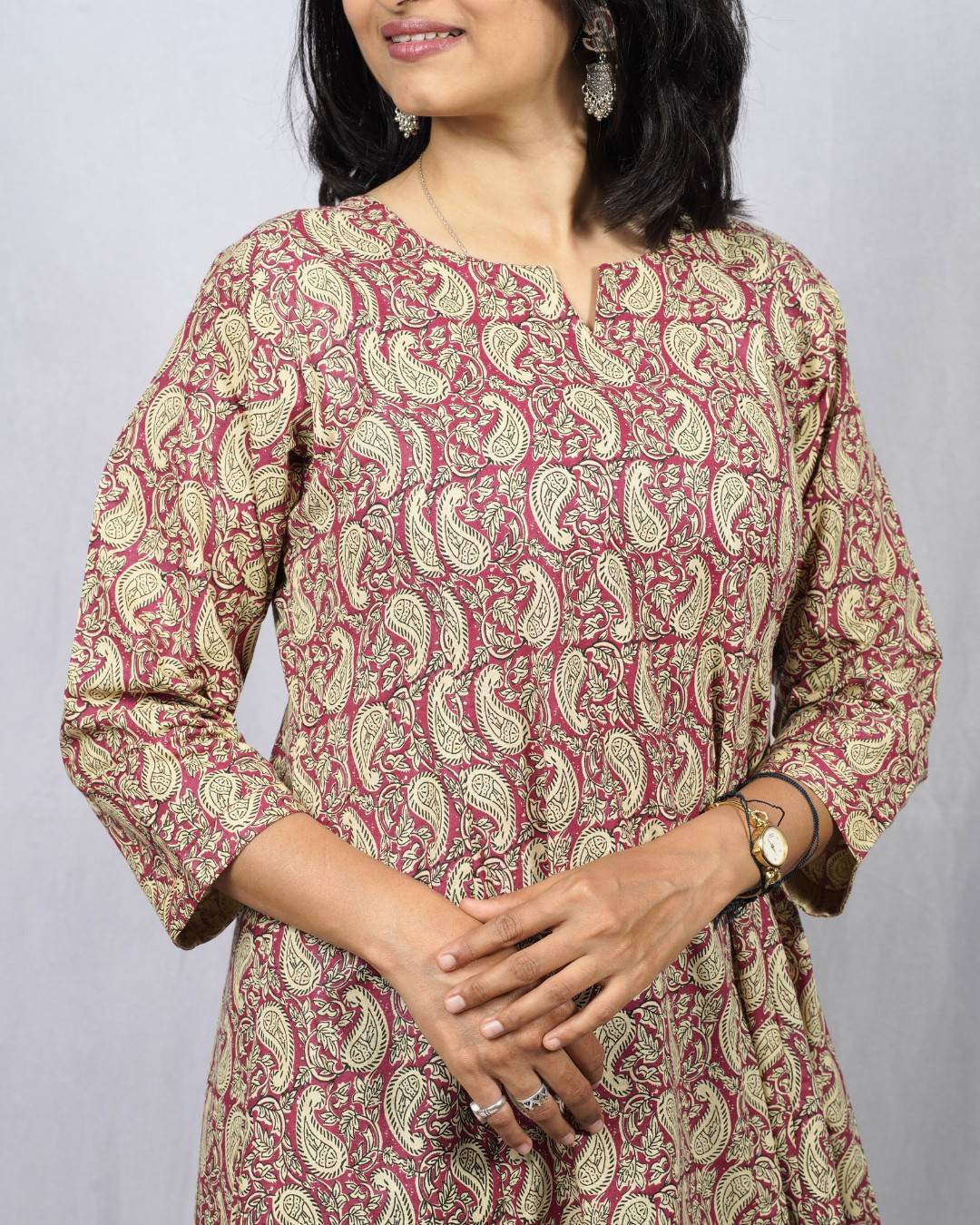 pink cotton kali kurta     