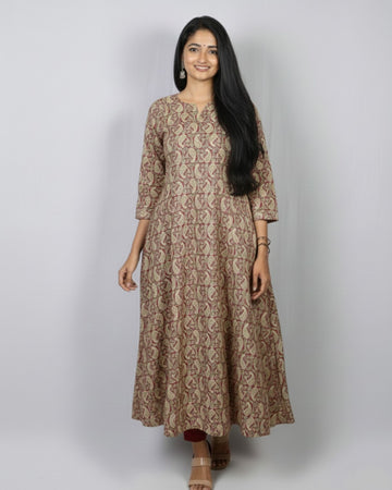 pink cotton kali kurta     