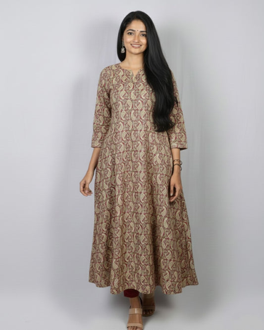 pink cotton kali kurta     