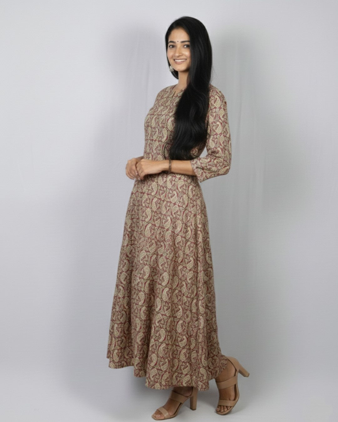 pink cotton kali kurta     