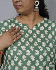 Heena Green Cotton Kali Kurta