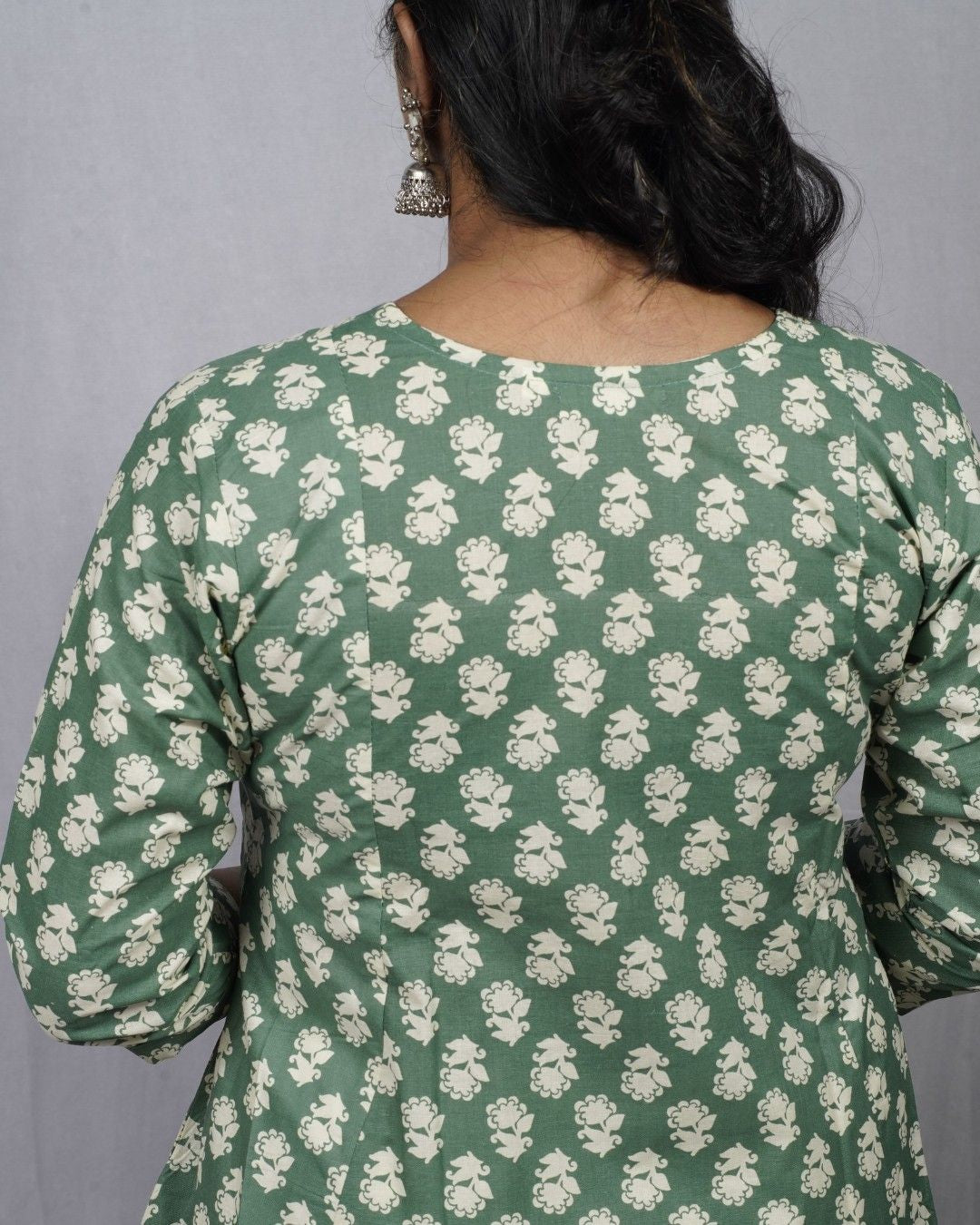 green cotton kali kurta     