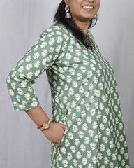 Heena Green Cotton Kali Kurta