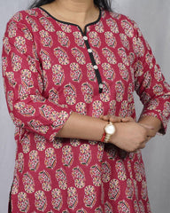 Anika Cotton Red Straight Kurta