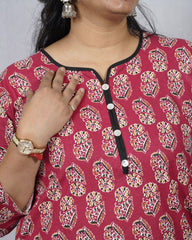 Anika Cotton Red Straight Kurta