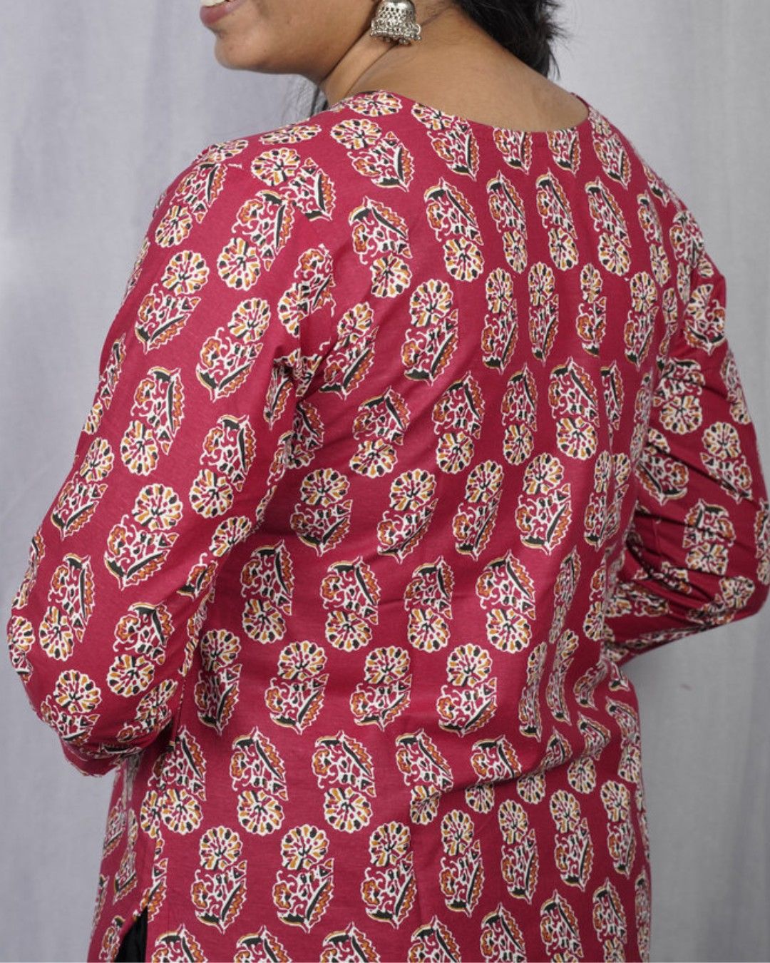 cotton red straight kurta     