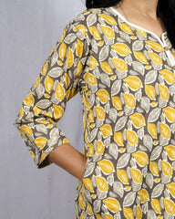 Kusum Cotton Yellow Straight Kurta