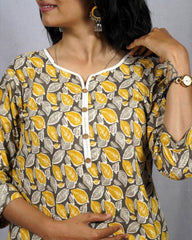 Kusum Cotton Yellow Straight Kurta