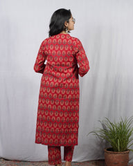 Krina Red Cotton Coord Set
