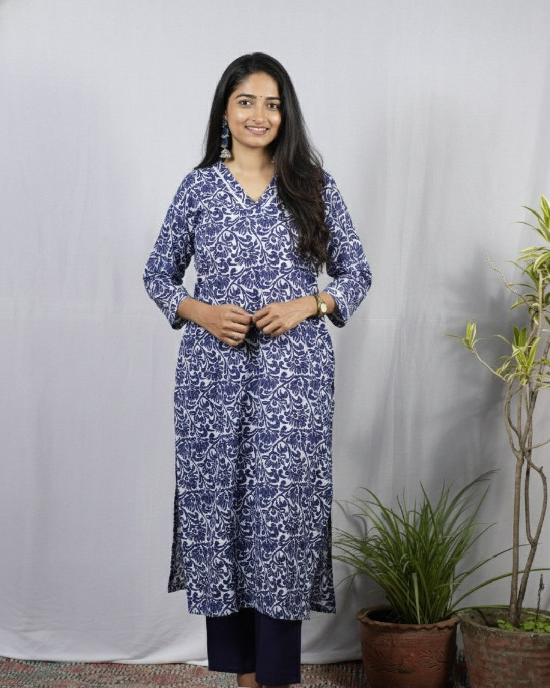 Isha Blue Cotton Coord Set