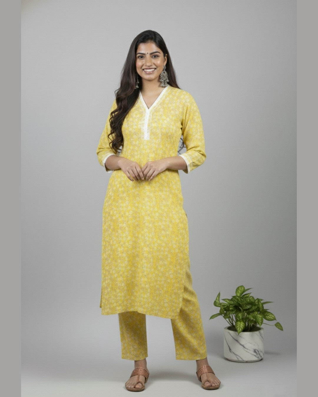 Padma Yellow Cotton Coord Set