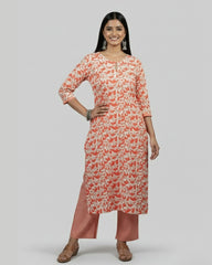 Veda Orange Cotton Coord Set