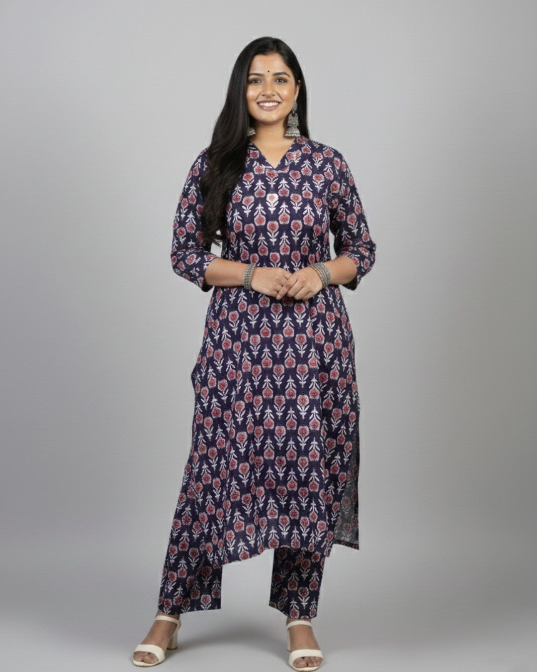 Krina Blue Cotton Coord Set