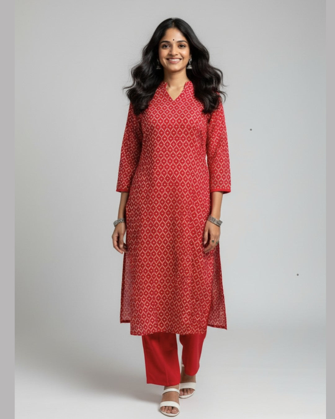 Charvi Red Cotton Coord Set