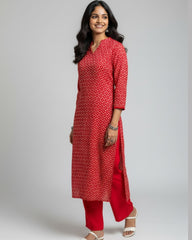 Charvi Red Cotton Coord Set