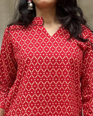 Charvi Red Cotton Coord Set