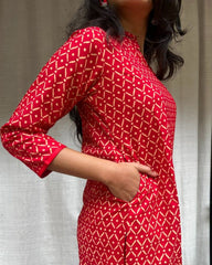 Charvi Red Cotton Coord Set