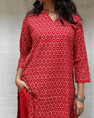 Charvi Red Cotton Coord Set