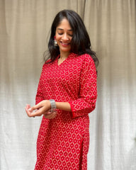 Charvi Red Cotton Coord Set